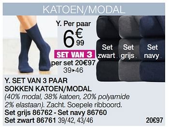 Promotions Set van 3 paar sokken katoen-modal - Produit Maison - Damart - Valide de 01/03/2021 à 15/06/2021 chez Damart