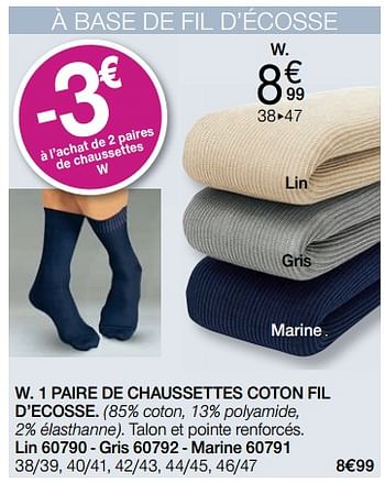 Promotions 1 paire de chaussettes coton fil d`ecosse - Produit Maison - Damart - Valide de 01/03/2021 à 15/06/2021 chez Damart