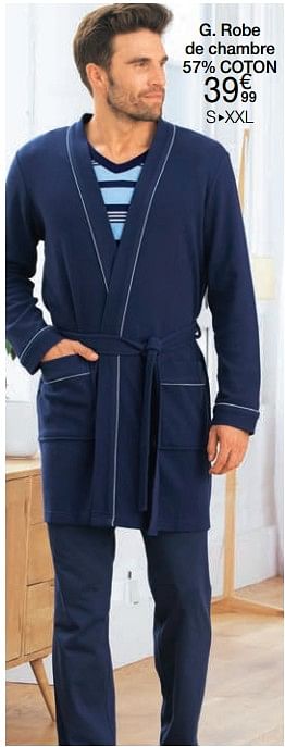 Promotions Robe de chambre 57% coton - Produit Maison - Damart - Valide de 01/03/2021 à 15/06/2021 chez Damart