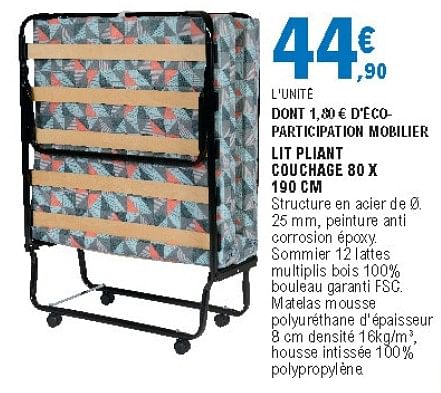 Produit Maison - E.Leclerc Lit Pliant Couchage - En Promotion Chez E ...