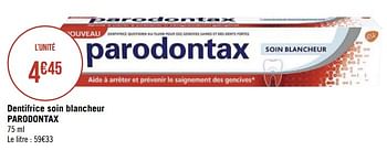 Promotions Dentifrice soin blancheur parodontax - Parodontax - Valide de 08/03/2021 à 21/03/2021 chez Géant Casino