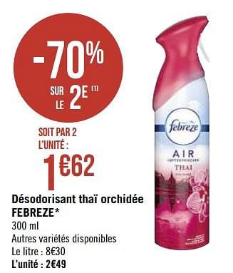 Promotions Désodorisant thaï orchidée febreze - Febreze - Valide de 08/03/2021 à 21/03/2021 chez Géant Casino