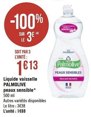Promotions Liquide vaisselle palmolive peaux sensible - Palmolive - Valide de 08/03/2021 à 21/03/2021 chez Géant Casino