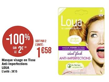 Promotions Masque visage en tissu anti-imperfections loua - Loua - Valide de 08/03/2021 à 21/03/2021 chez Géant Casino