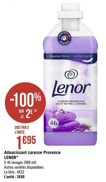 Promotions Adoucissant caresse provence lenor - Lenor - Valide de 08/03/2021 à 21/03/2021 chez Géant Casino