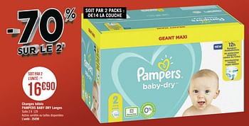 Promotions Changes bébés pampers baby dry langes - Pampers - Valide de 08/03/2021 à 21/03/2021 chez Géant Casino