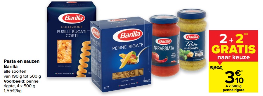 Promoties Pasta en sauzen barilla - Barilla - Geldig van 10/03/2021 tot 15/03/2021 bij Carrefour