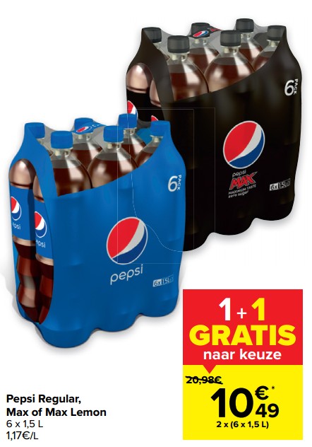 Promoties Pepsi regular, max of max lemon - Pepsi - Geldig van 10/03/2021 tot 15/03/2021 bij Carrefour