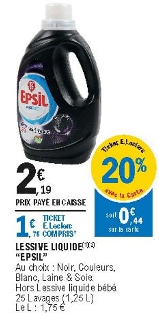 Epsil Lessive Liquide Epsil En Promotion Chez E Leclerc