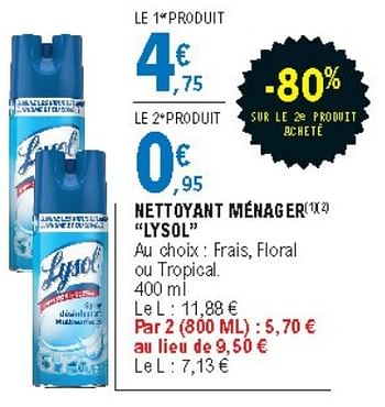 Promo Pistolet désinfectant lysol chez E.Leclerc