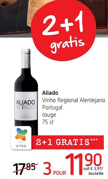Promotions Aliado vinho regional alentejano portugal rouge - Vins rouges - Valide de 11/03/2021 à 24/03/2021 chez Spar (Colruytgroup)
