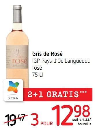 Promotions Gris de rosé igp pays d`oc languedoc rosé - Vins rosé - Valide de 11/03/2021 à 24/03/2021 chez Spar (Colruytgroup)