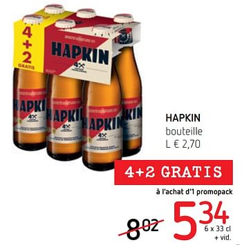 Promotions Hapkin bouteille - Hapkin - Valide de 11/03/2021 à 24/03/2021 chez Spar (Colruytgroup)