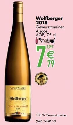 Promotions Wolfberger 2018 gewurztraminer alsace aop - Vins blancs - Valide de 09/03/2021 à 05/04/2021 chez Cora