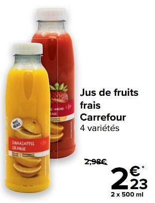 Promotions Jus de fruits frais carrefour - Produit maison - Carrefour  - Valide de 10/03/2021 à 22/03/2021 chez Carrefour