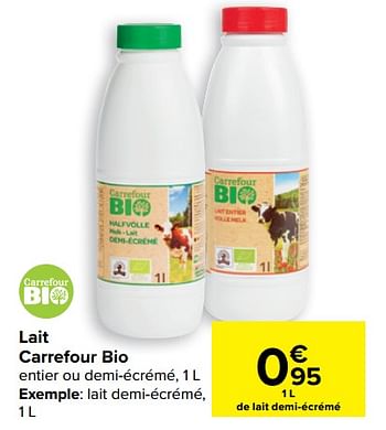 Promotions Lait carrefour bio - Produit maison - Carrefour  - Valide de 10/03/2021 à 22/03/2021 chez Carrefour