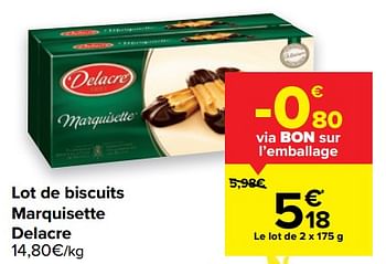 Promotions Lot de biscuits marquisette delacre - Delacre - Valide de 10/03/2021 à 22/03/2021 chez Carrefour