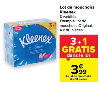 Promotions Lot de mouchoirs kleenex - Kleenex - Valide de 10/03/2021 à 22/03/2021 chez Carrefour