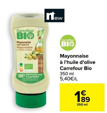 Promotions Mayonnaise à l`huile d`olive carrefour bio - Produit maison - Carrefour  - Valide de 10/03/2021 à 22/03/2021 chez Carrefour