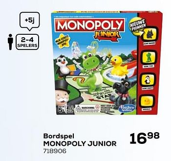 Promotions Bordspel monopoly junior - Hasbro - Valide de 16/03/2021 à 20/04/2021 chez Supra Bazar
