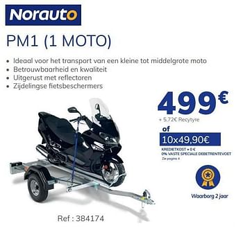 Promoties Aanhangwagen pm1 1 moto - Norauto - Geldig van 04/03/2021 tot 31/12/2021 bij Auto 5