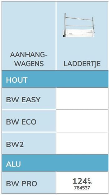 Promoties Laddertje bw pro - BW Trailers - Geldig van 04/03/2021 tot 31/12/2021 bij Auto 5