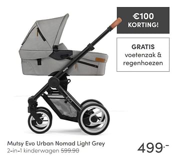 Promoties Mutsy evo urban nomad light grey 2-in-1 kinderwagen - Mutsy - Geldig van 14/03/2021 tot 20/03/2021 bij Baby & Tiener Megastore