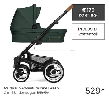 Promoties Mutsy nio adventure pine green 2-in-1 kinderwagen - Mutsy - Geldig van 14/03/2021 tot 20/03/2021 bij Baby & Tiener Megastore