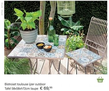 Promoties Bistroset toulouse ijzer outdoor tafel - Huismerk - Multi Bazar - Geldig van 14/03/2021 tot 31/05/2021 bij Multi Bazar