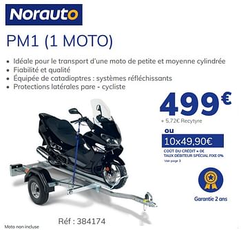 Promotions Remorques pm1 1 moto - Norauto - Valide de 04/03/2021 à 31/12/2021 chez Auto 5