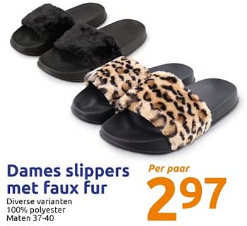 Promoties Dames slippers met faux fur - Huismerk - Action - Geldig van 17/03/2021 tot 23/03/2021 bij Action