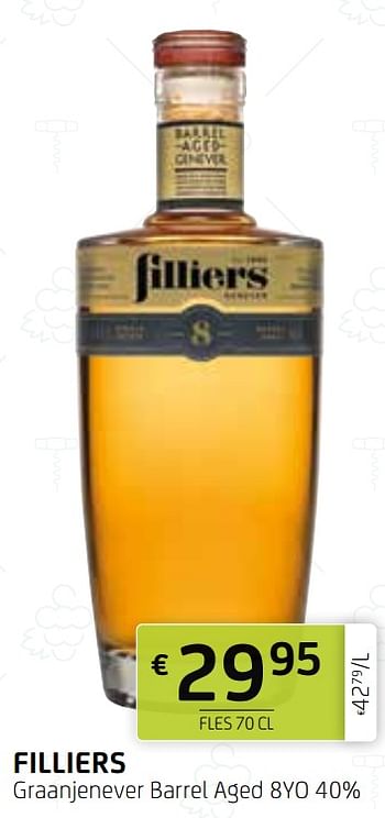Promoties Filliers graanjenever barrel aged 8yo - Filliers - Geldig van 12/03/2021 tot 25/03/2021 bij BelBev