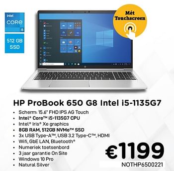 Promoties Hp probook 650 g8 intel i5-1135g7 - HP - Geldig van 01/03/2021 tot 31/03/2021 bij Compudeals