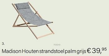 Promotions Madison houten strandstoel palm grijs - Produit Maison - Multi Bazar - Valide de 14/03/2021 à 31/05/2021 chez Multi Bazar