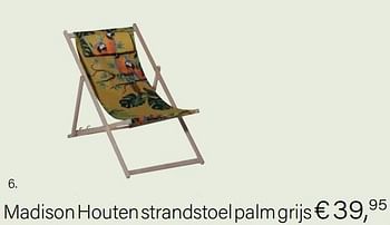 Promoties Madison houten strandstoel palm grijs - Huismerk - Multi Bazar - Geldig van 14/03/2021 tot 31/05/2021 bij Multi Bazar