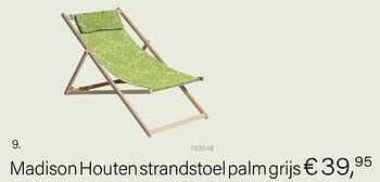 Promoties Madison houten strandstoel palm grijs - Huismerk - Multi Bazar - Geldig van 14/03/2021 tot 31/05/2021 bij Multi Bazar