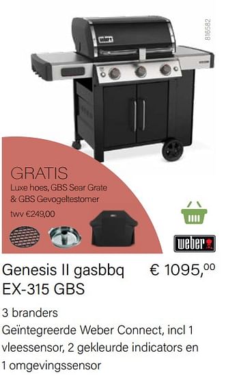 Promoties Genesis ii gasbbq ex-315 gbs - Weber - Geldig van 14/03/2021 tot 31/05/2021 bij Multi Bazar