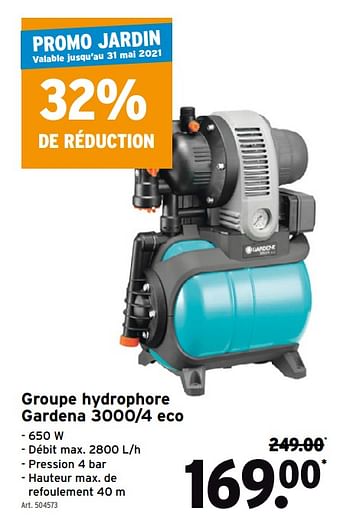 Promotions Groupe groupe hydrophore gardena 3000-4 eco - Gardena - Valide de 08/03/2021 à 31/05/2021 chez Gamma