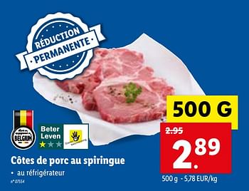 Promotions Côtes de porc au spiringue - Produit maison - Lidl - Valide de 22/03/2021 à 27/03/2021 chez Lidl