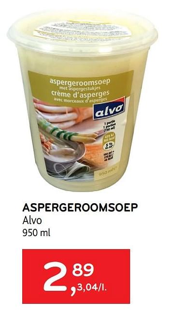 Promoties Aspergeroomsoep alvo - Huismerk - Alvo - Geldig van 24/03/2021 tot 06/04/2021 bij Alvo