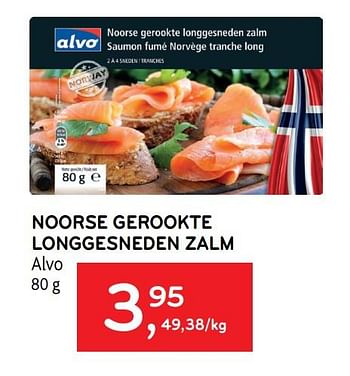 Promoties Noorse gerookte longgesneden zalm alvo - Huismerk - Alvo - Geldig van 24/03/2021 tot 06/04/2021 bij Alvo
