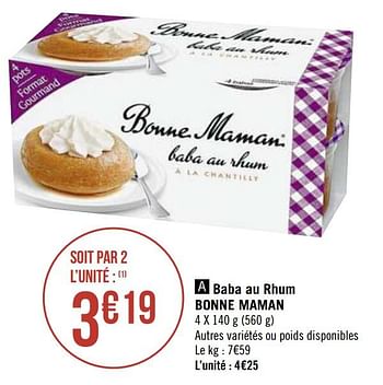 Bonne Maman Baba Au Rhum Bonne Maman En Promotion Chez Super Casino