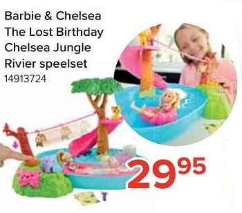 Promoties Barbie + chelsea the lost birthday chelsea jungle rivier speelset - Mattel - Geldig van 18/03/2021 tot 18/04/2021 bij Euro Shop