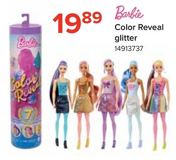 Promoties Barbie color reveal glitter - Mattel - Geldig van 18/03/2021 tot 18/04/2021 bij Euro Shop