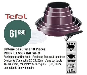 Promotions Batterie de cuisine 10 pièces ingenio essential violet - Tefal - Valide de 15/03/2021 à 11/04/2021 chez Géant Casino