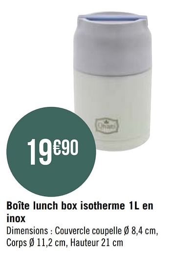 Promotions Boîte lunch box isotherme en inox - Produit Maison - Géant Casino - Valide de 15/03/2021 à 11/04/2021 chez Géant Casino