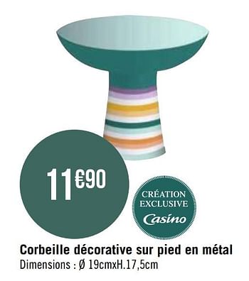 Promotions Corbeille décorative sur pied en métal - Produit Maison - Géant Casino - Valide de 15/03/2021 à 11/04/2021 chez Géant Casino