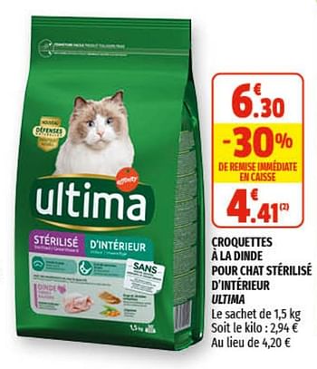 Promotion Coccinelle Croquettes A La Dinde Pour Chat Sterilise D Interieur Ultima Ultima Animaux Et Accessoires Valide Jusqua 4 Promobutler