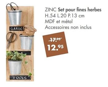 Promotions Zinc set pour fines herbes - Produit maison - Casa - Valide de 15/03/2021 à 02/05/2021 chez Casa