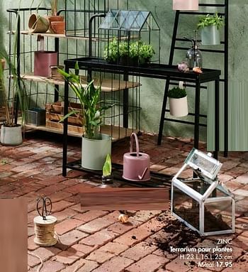 Promotions Zinc terrarium pour plantes - Produit maison - Casa - Valide de 15/03/2021 à 02/05/2021 chez Casa